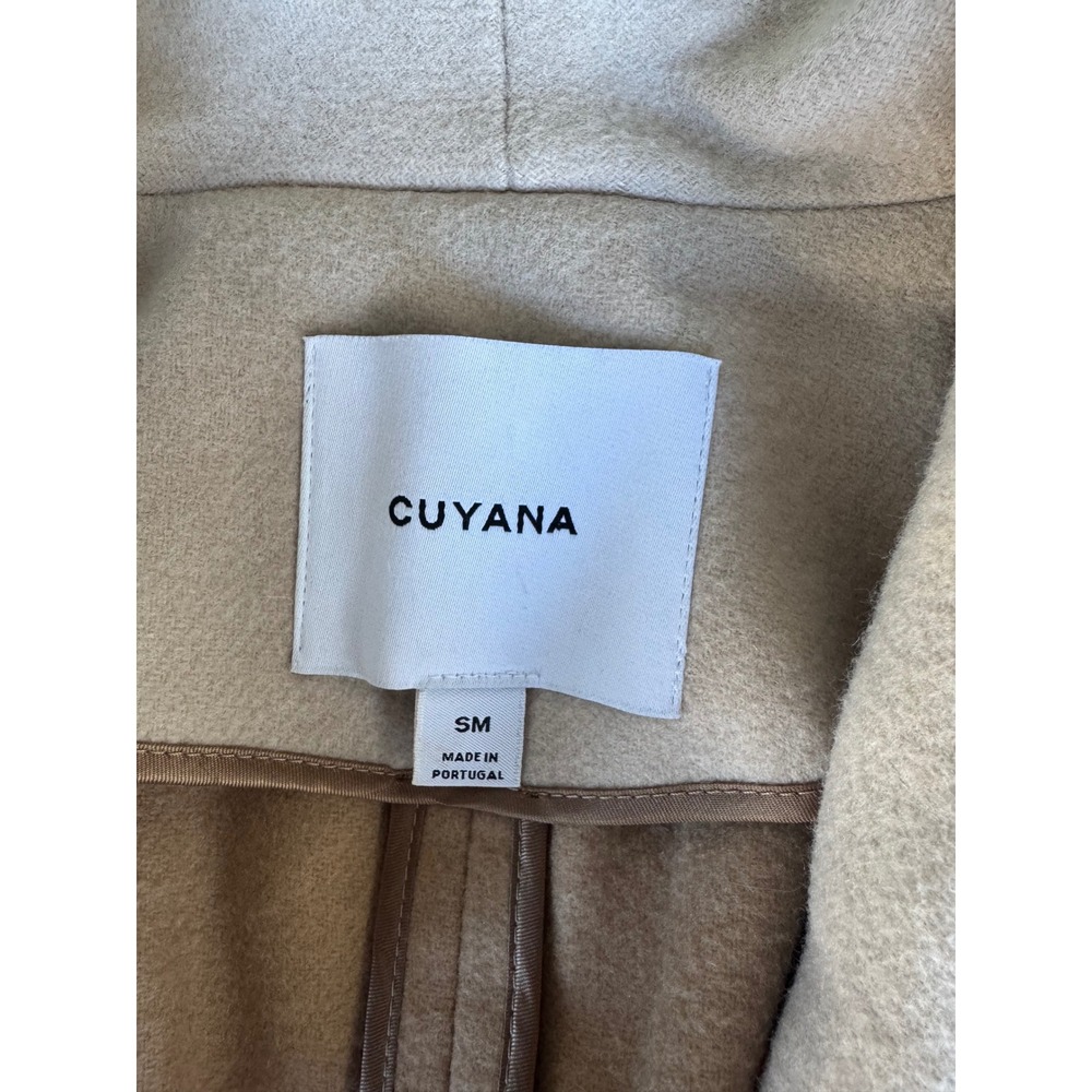 Cuyana Wool Blend Wrap Coat Beige Cream Shawl Collar Small Made in Portugal - Picture 2 of 11